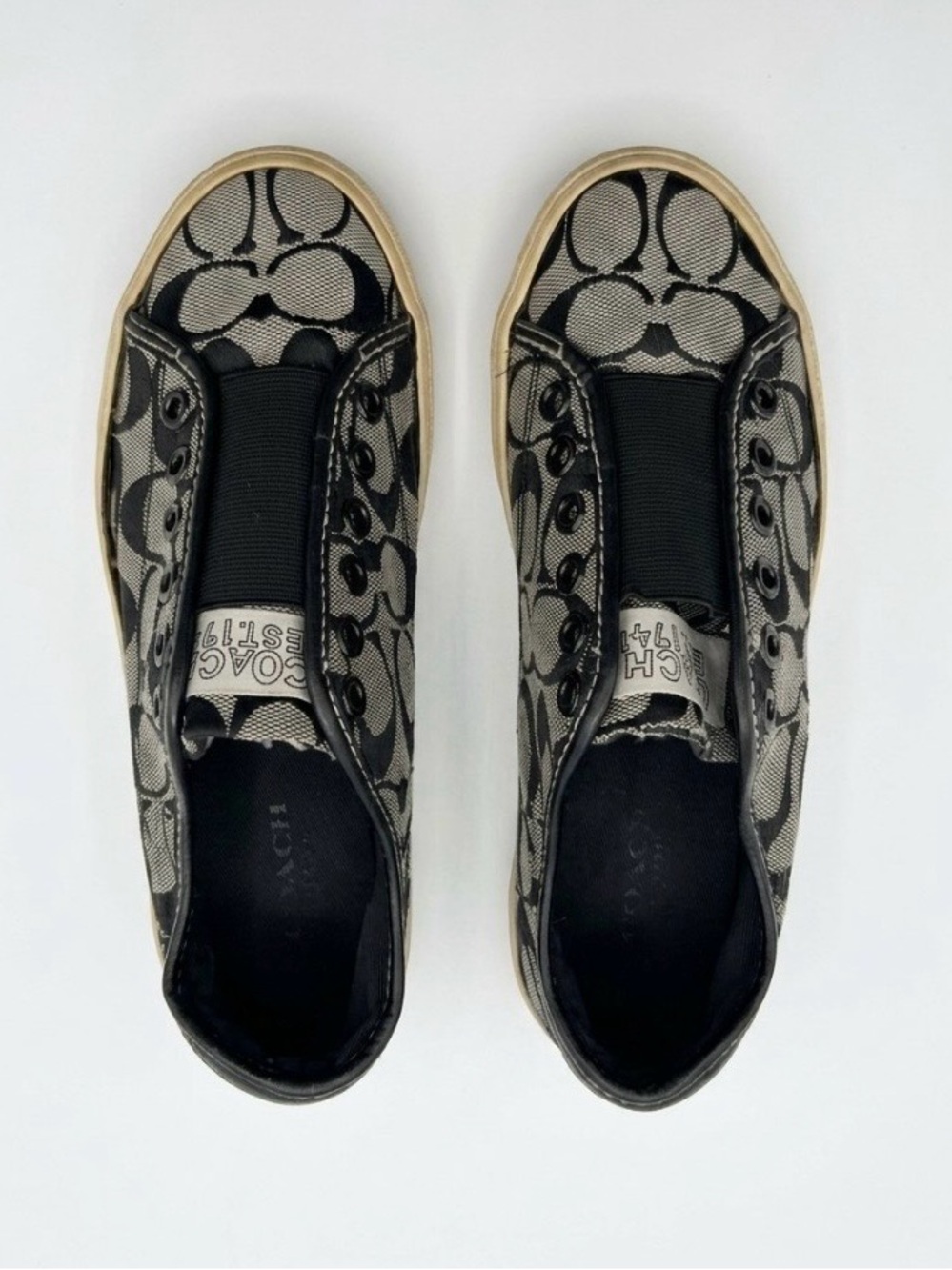👠Coach Women’s Gray Signature Slip-On Sneakers Size 5B